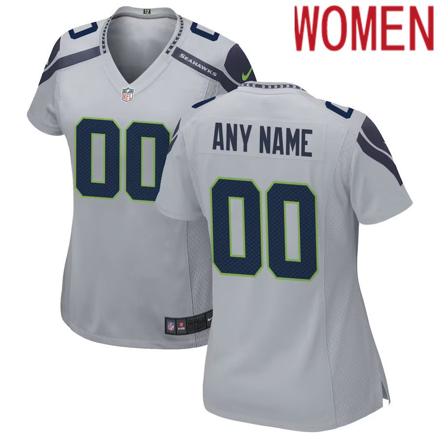Women Seattle Seahawks Nike Gray Alternate Custom Game NFL Jersey->women nfl jersey->Women Jersey